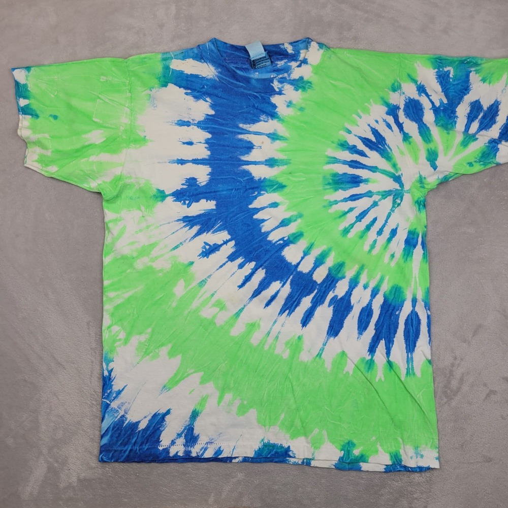 Trends Threads Shirt Mens One Size Blue Green White Tie Dye Surfwear 100 Cotton